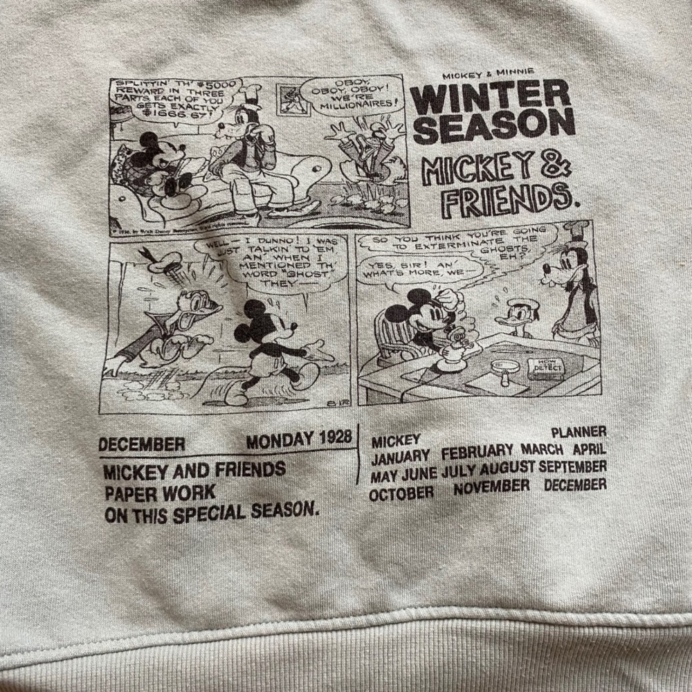 Zara Disney Mickey and Friends Winter Season‎ Comic Sweatshirt Sage Green Size 8 - Picture 4 of 6